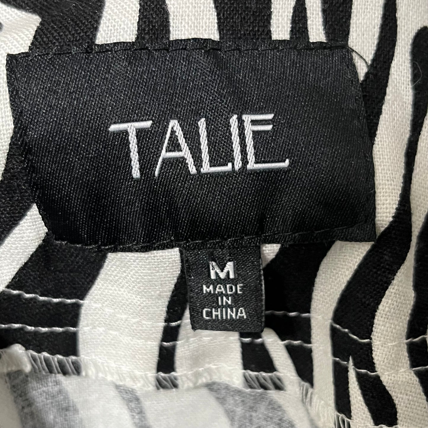 Talie Black Zebra Print Linen  / Viscose Shirt Sz-Medium