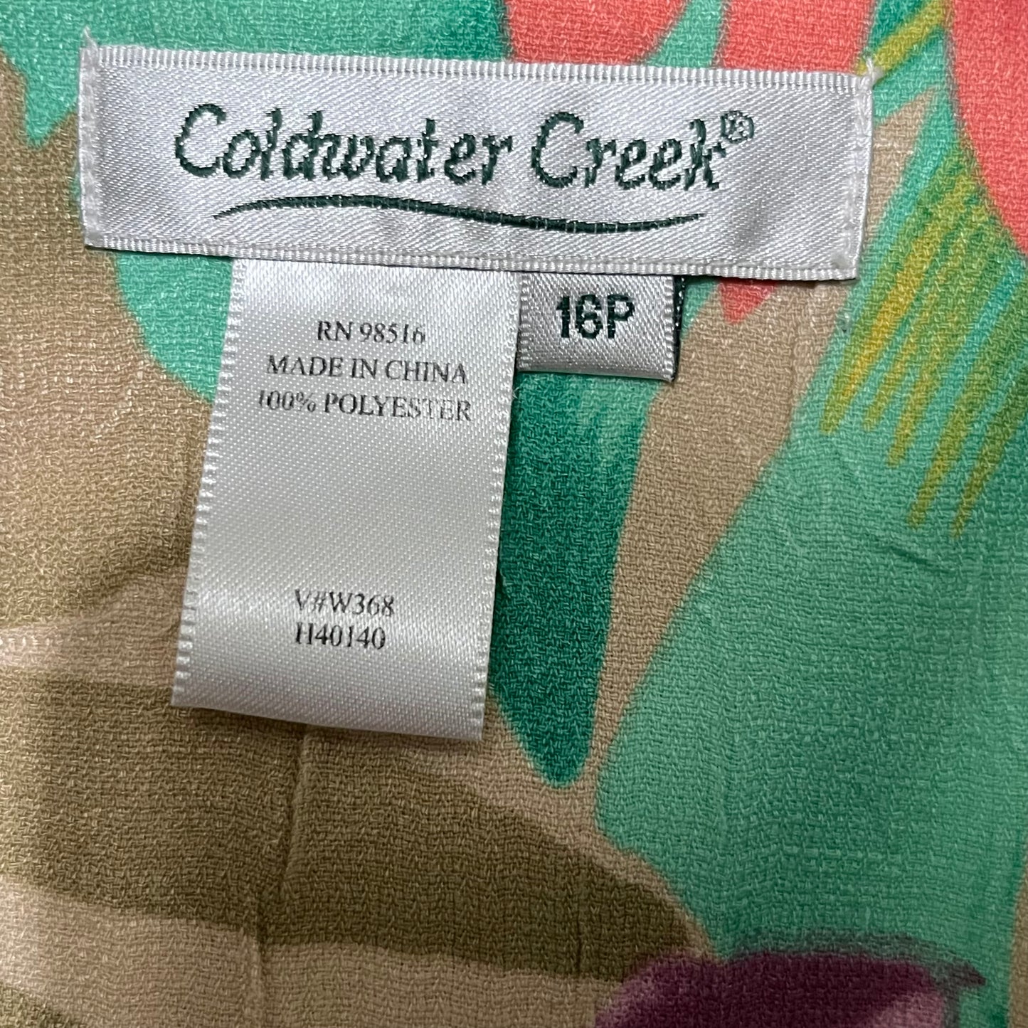 Coldwater Creek Tan Floral Pastel Dress Sz-16P