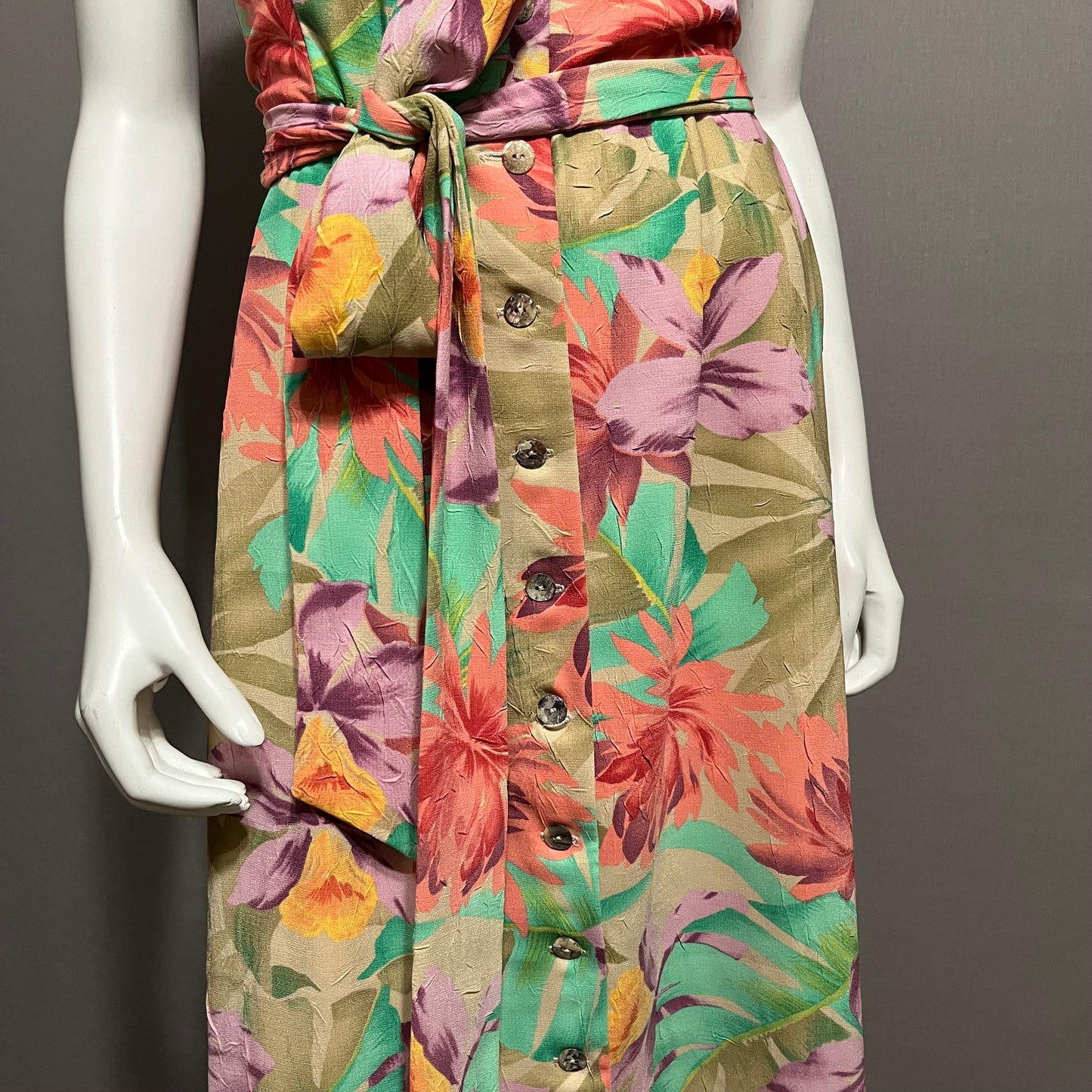 Coldwater Creek Tan Floral Pastel Dress Sz-16P