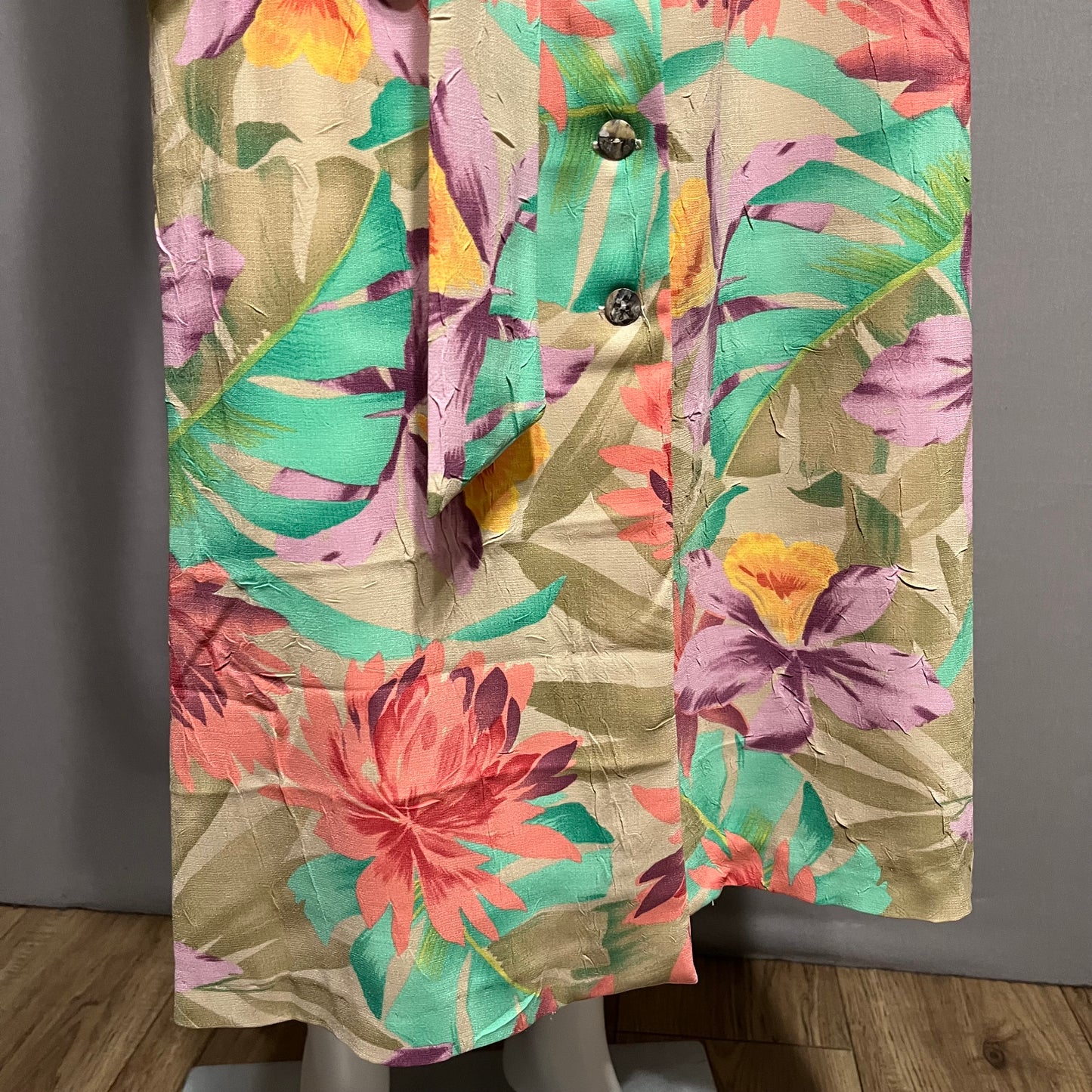 Coldwater Creek Tan Floral Pastel Dress Sz-16P