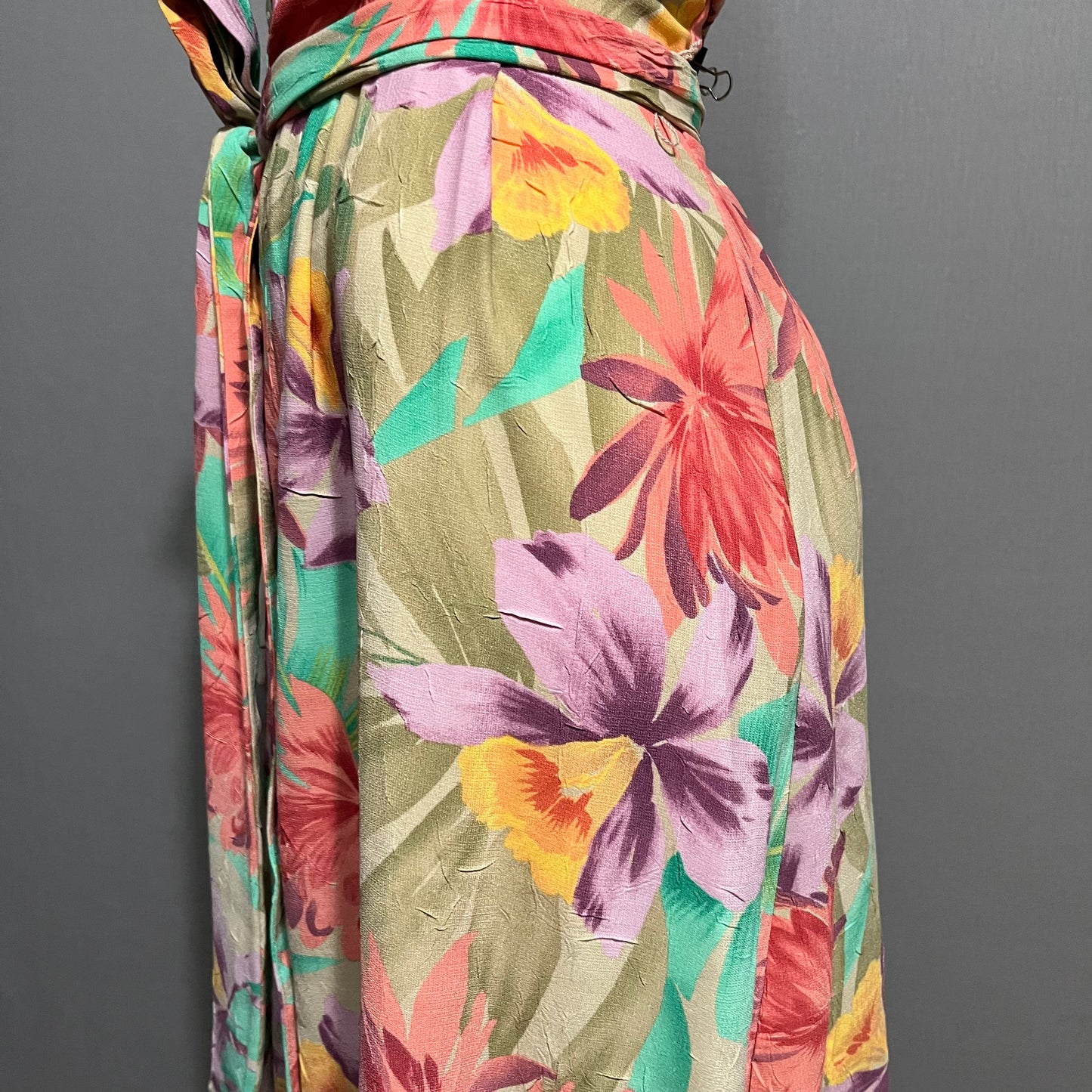 Coldwater Creek Tan Floral Pastel Dress Sz-16P