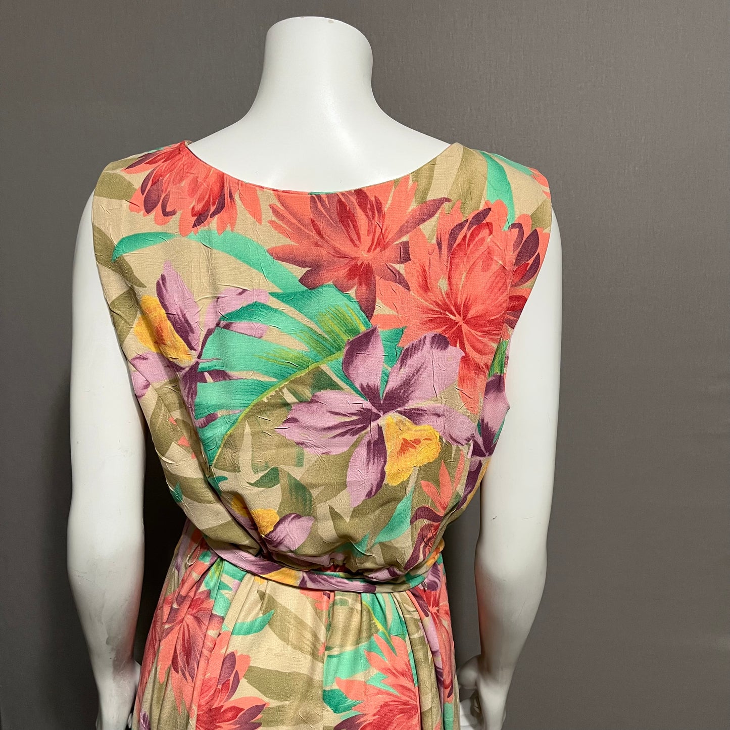 Coldwater Creek Tan Floral Pastel Dress Sz-16P