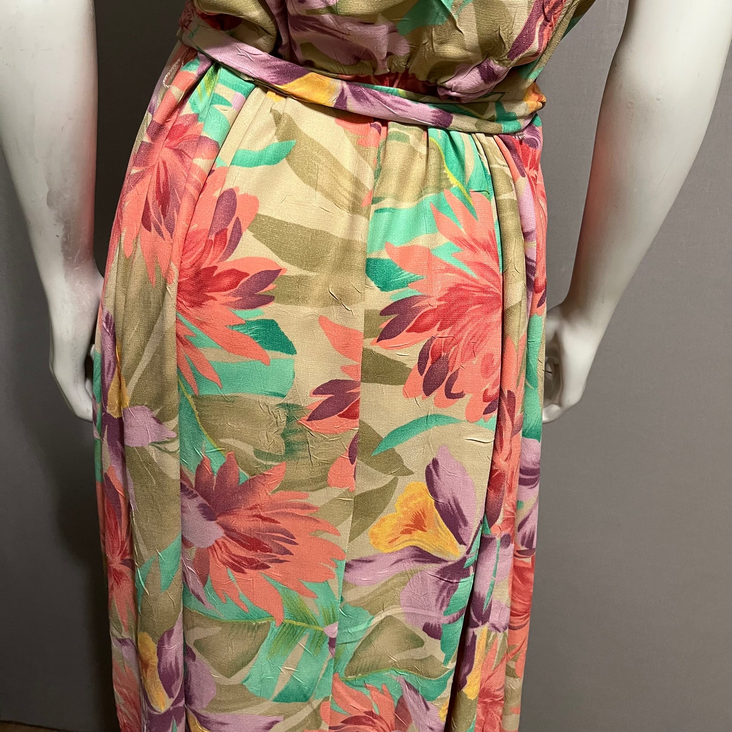 Coldwater Creek Tan Floral Pastel Dress Sz-16P