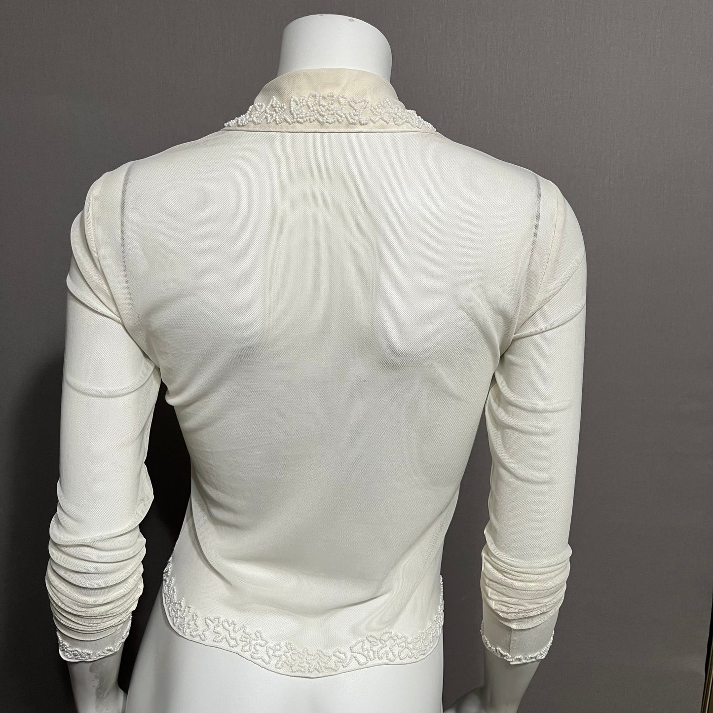 Cream Mesh Beaded Top Sz-Small