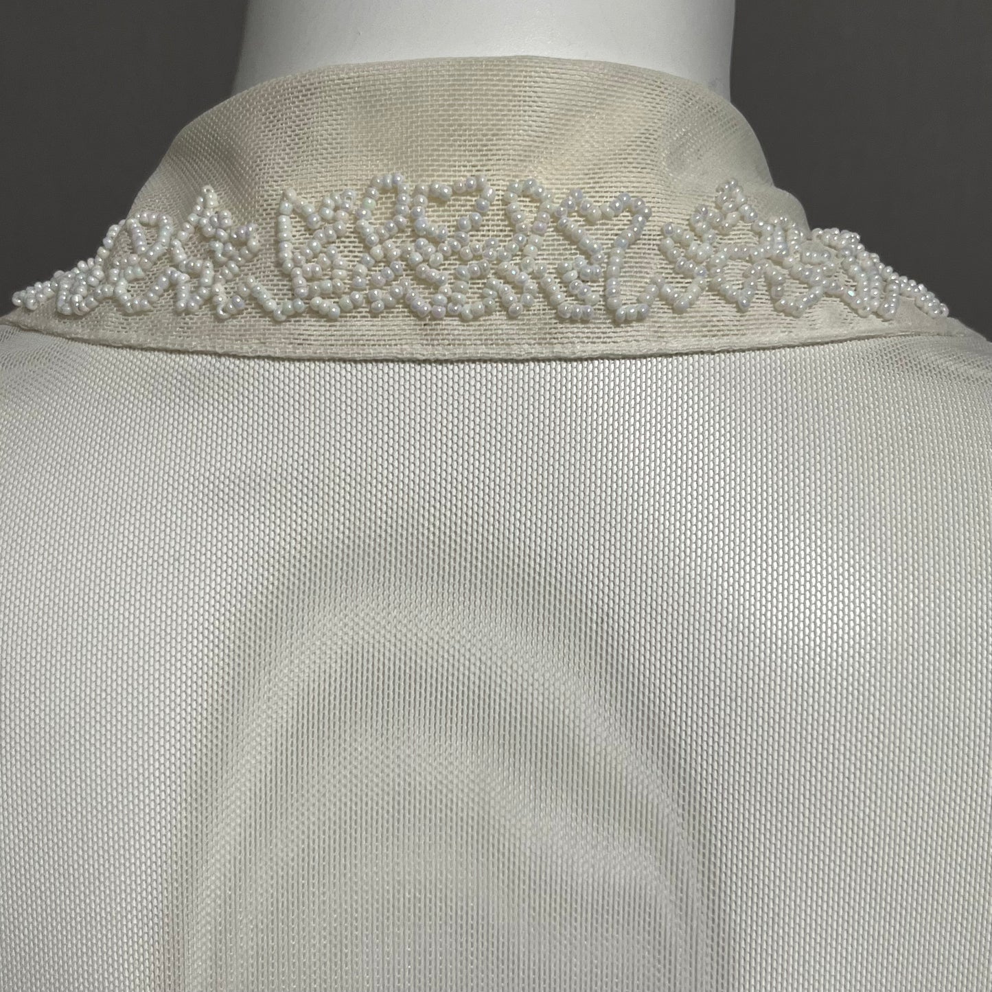 Cream Mesh Beaded Top Sz-Small