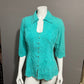 Gretty Ziegler Green Cotton Textured Short Sleeve Shirt Sz-Large