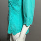Gretty Ziegler Green Cotton Textured Short Sleeve Shirt Sz-Large