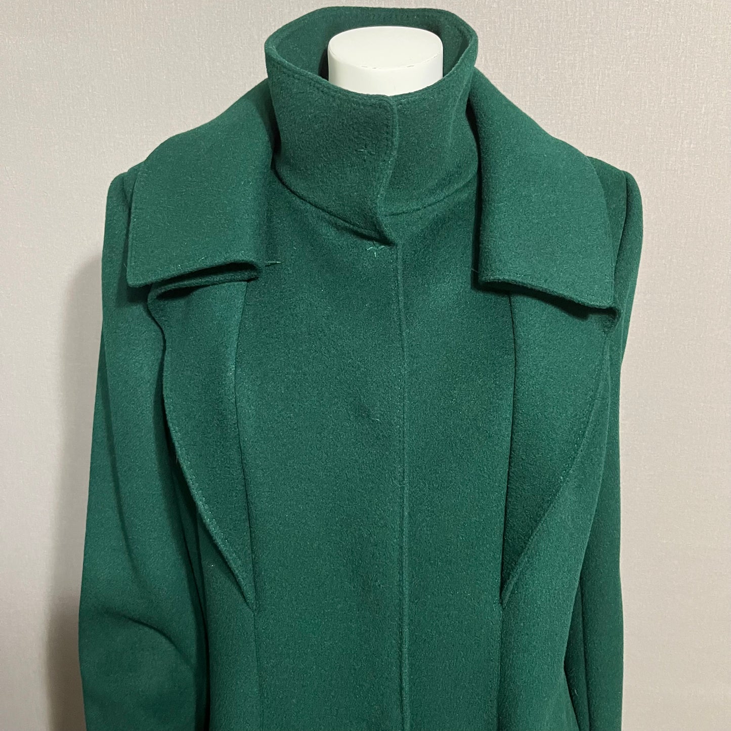 Vintage Emerald Green Wool Abstract Coat Sz-XL