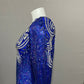 Vintage Pam Imports Royal Blue Silk Sequin Beaded Dress Sz-Small