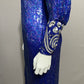 Vintage Pam Imports Royal Blue Silk Sequin Beaded Dress Sz-Small