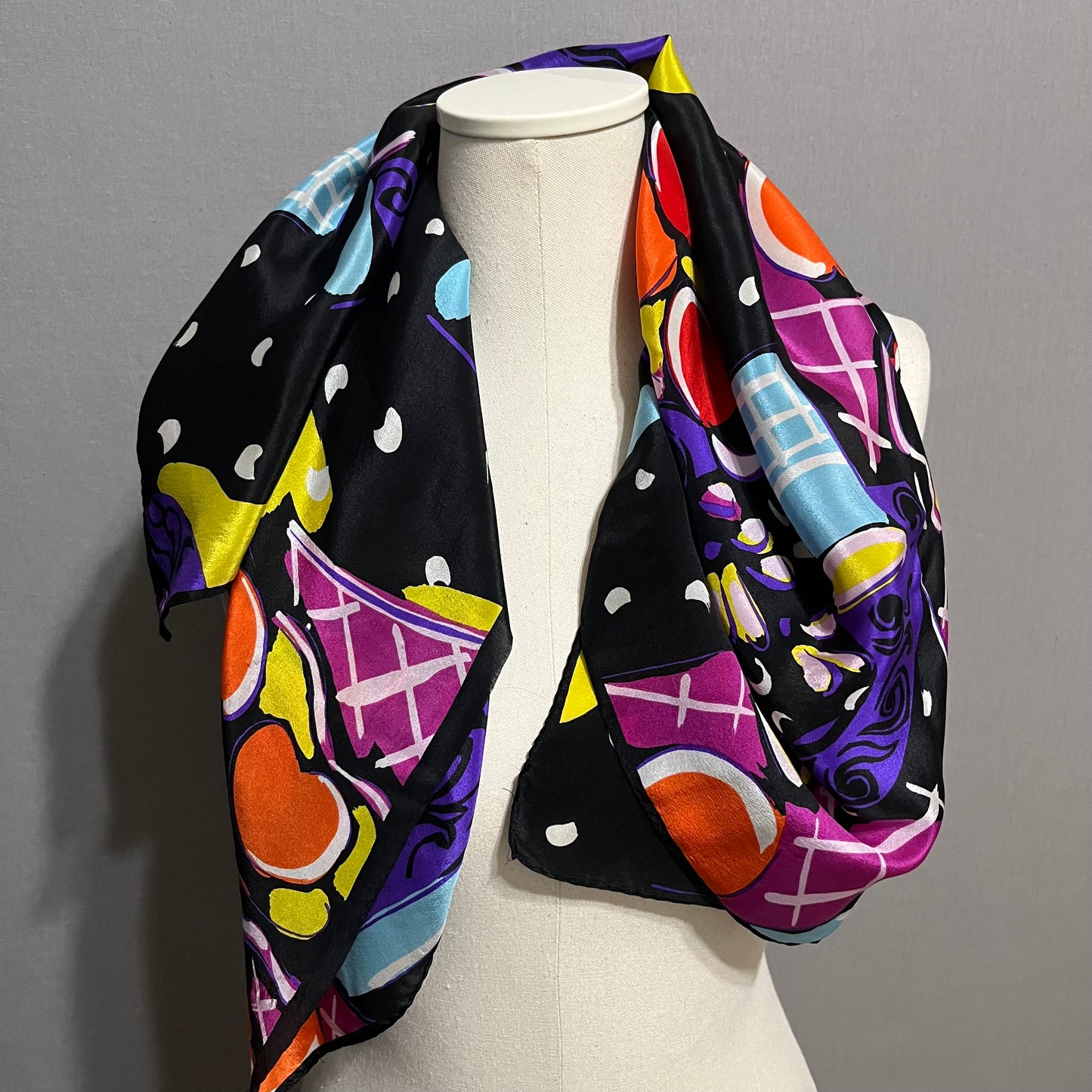 Echo Silk Multicolored Fruit Geometric Shape Scarf