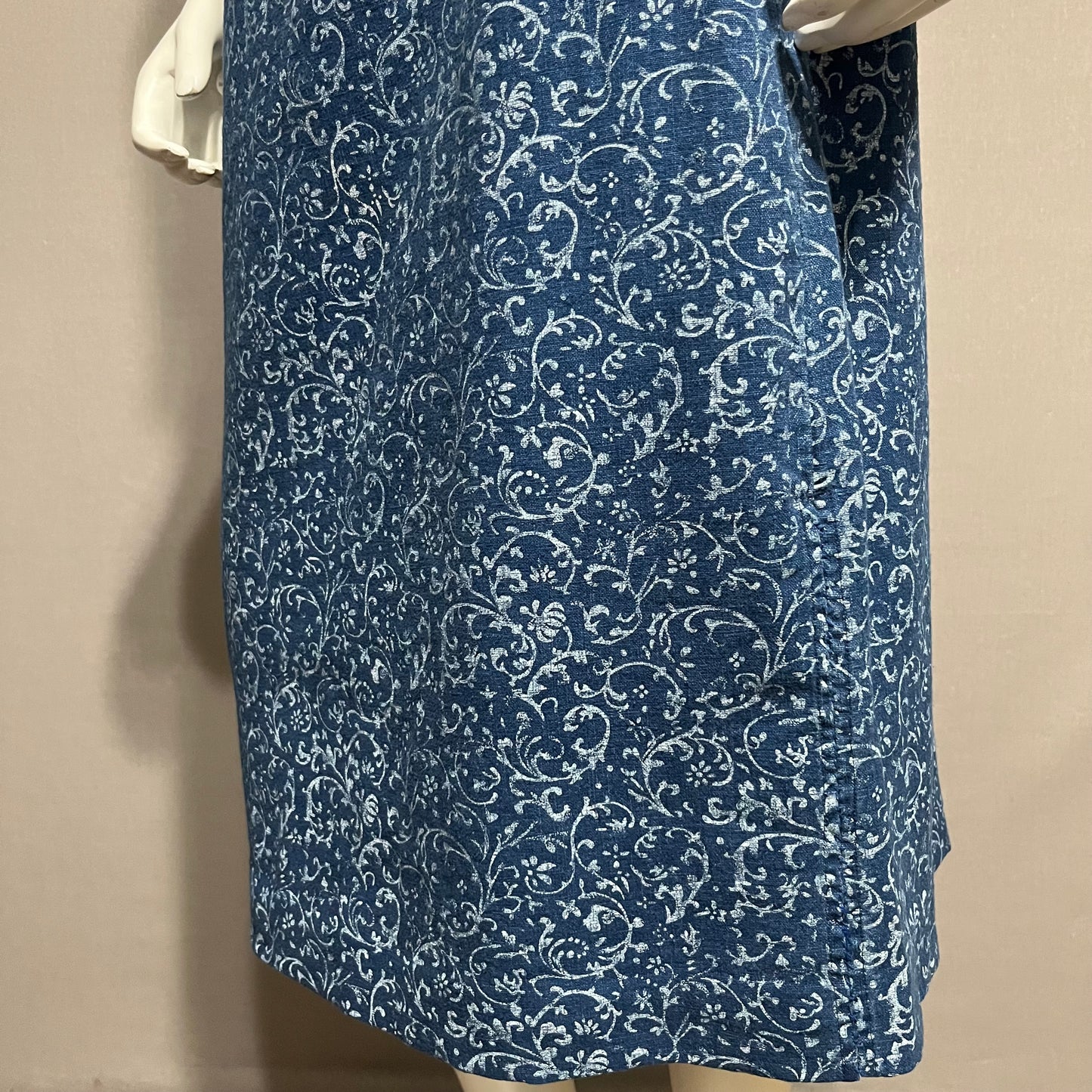 Vintage Requirements 2 Pc Denim Floral Skirt Set Sz-Large