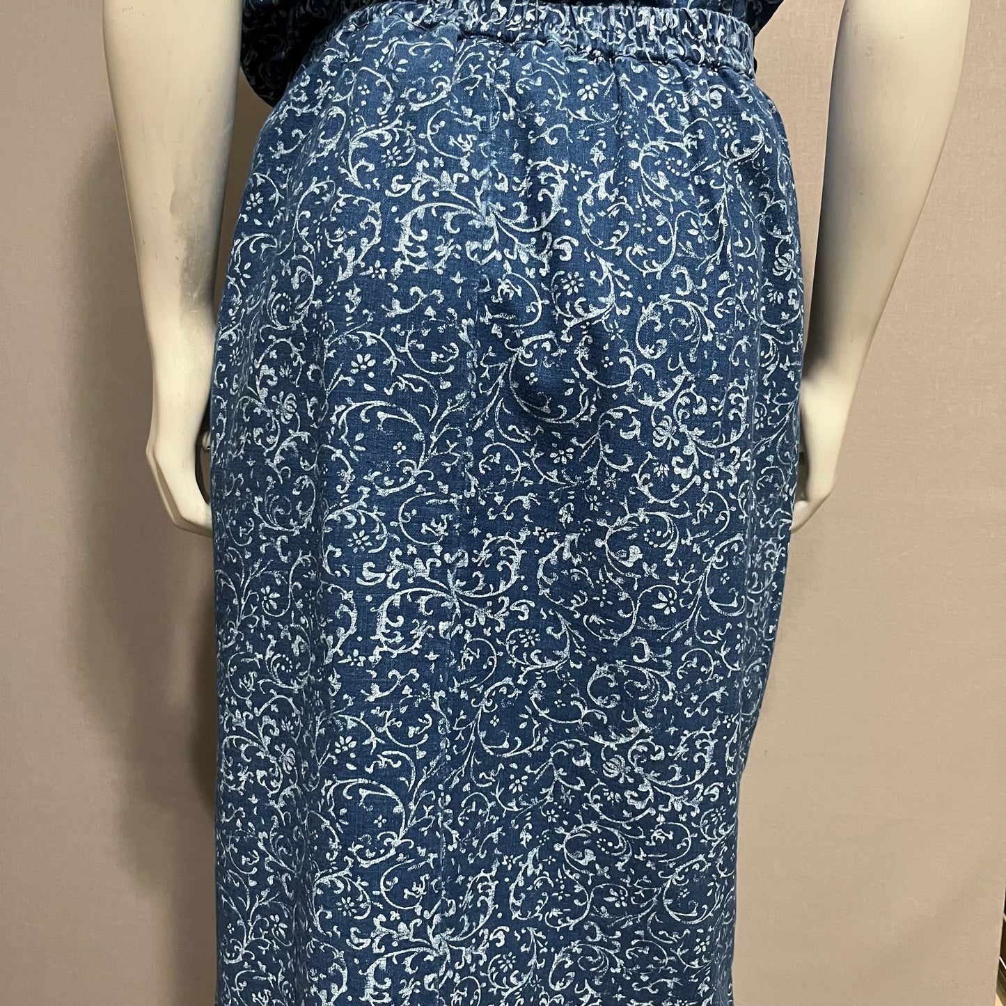 Vintage Requirements 2 Pc Denim Floral Skirt Set Sz-Large