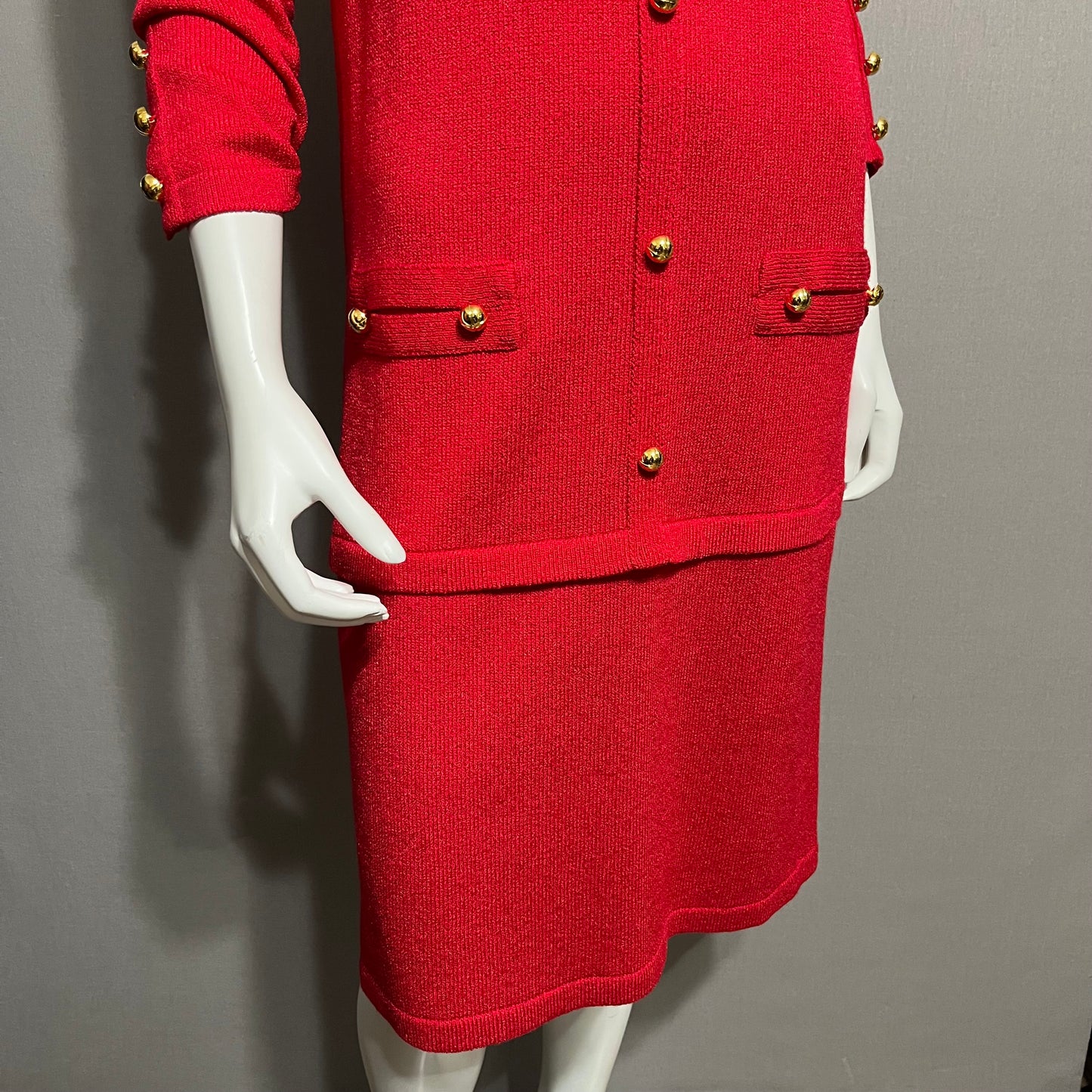 Vintage Castleberry Red Knit Long Sleeve Dress Sz-8