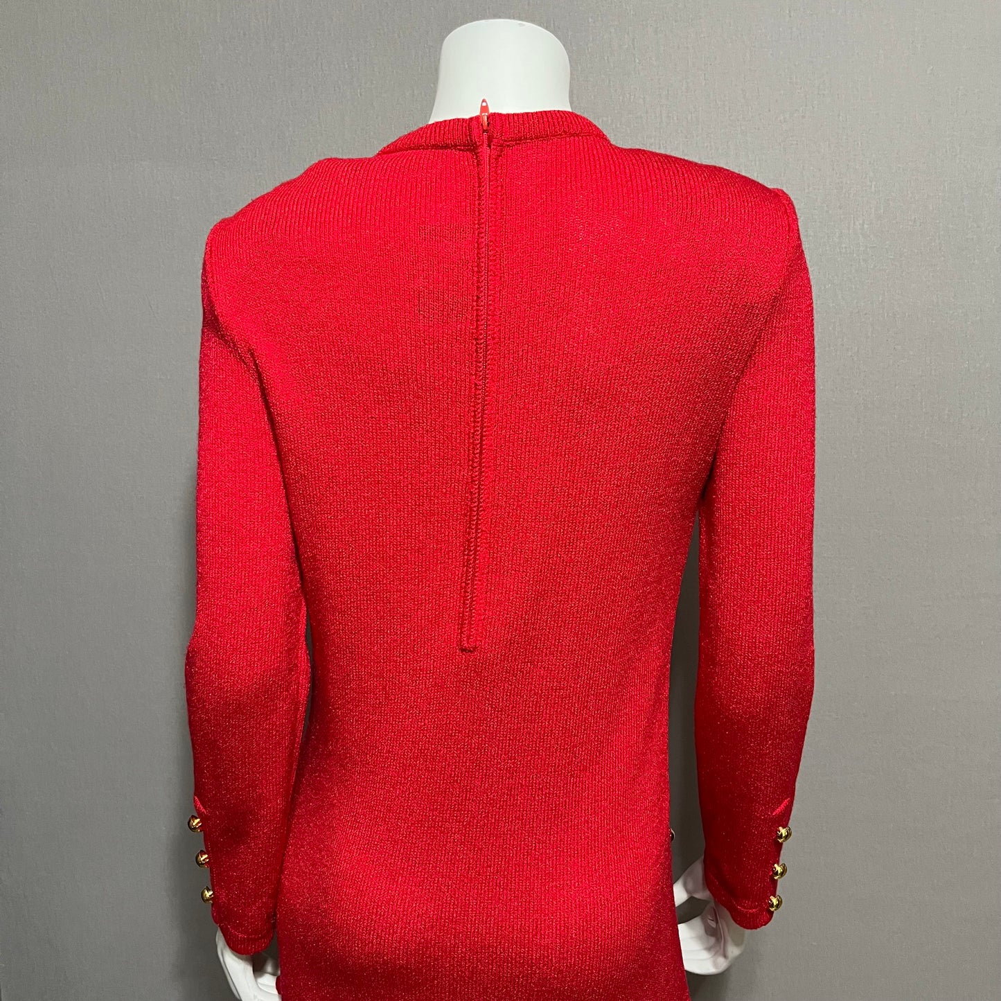 Vintage Castleberry Red Knit Long Sleeve Dress Sz-8