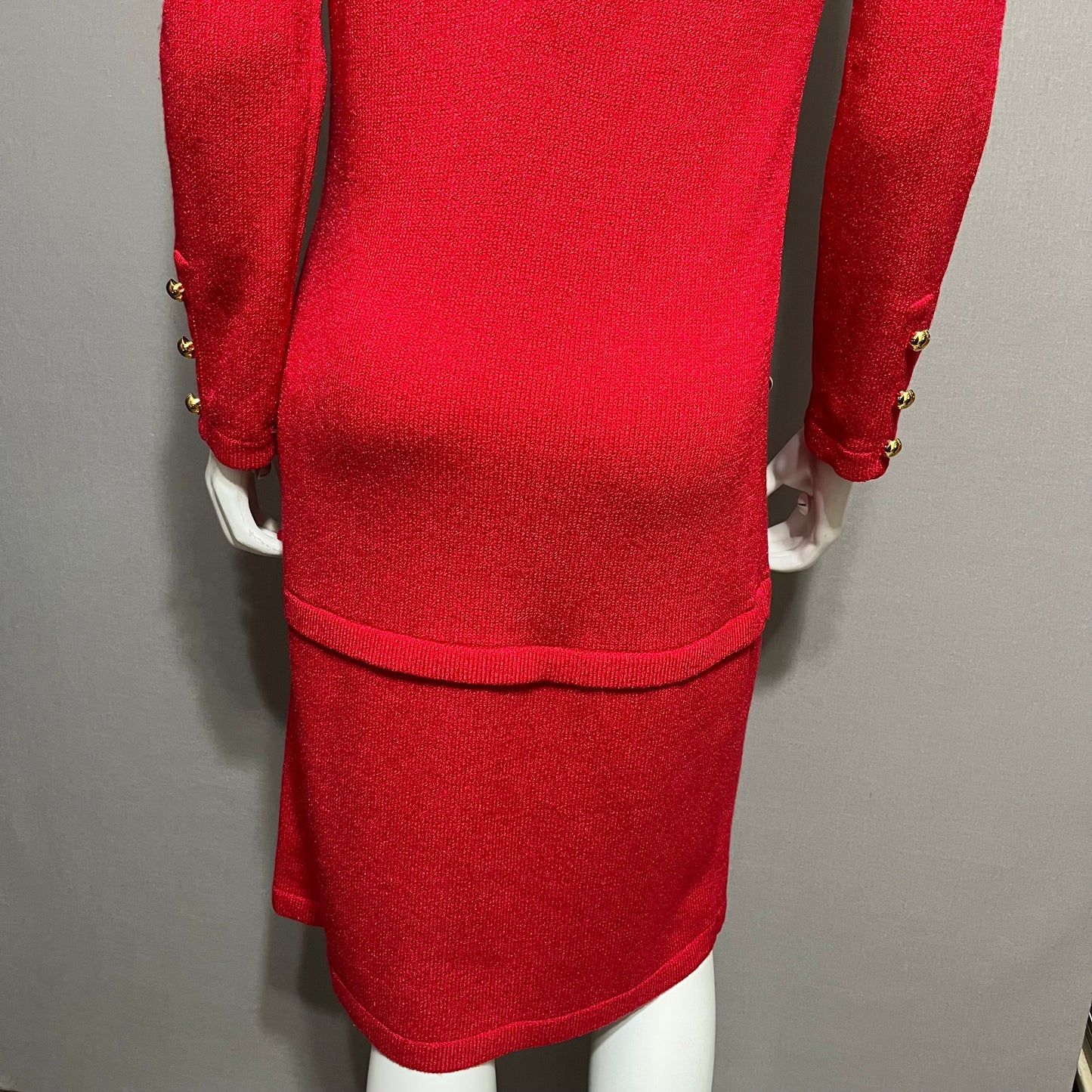 Vintage Castleberry Red Knit Long Sleeve Dress Sz-8