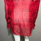 Chicos 100% Silk Red Ruffle Sheer Print Blouse Sz-3 XL