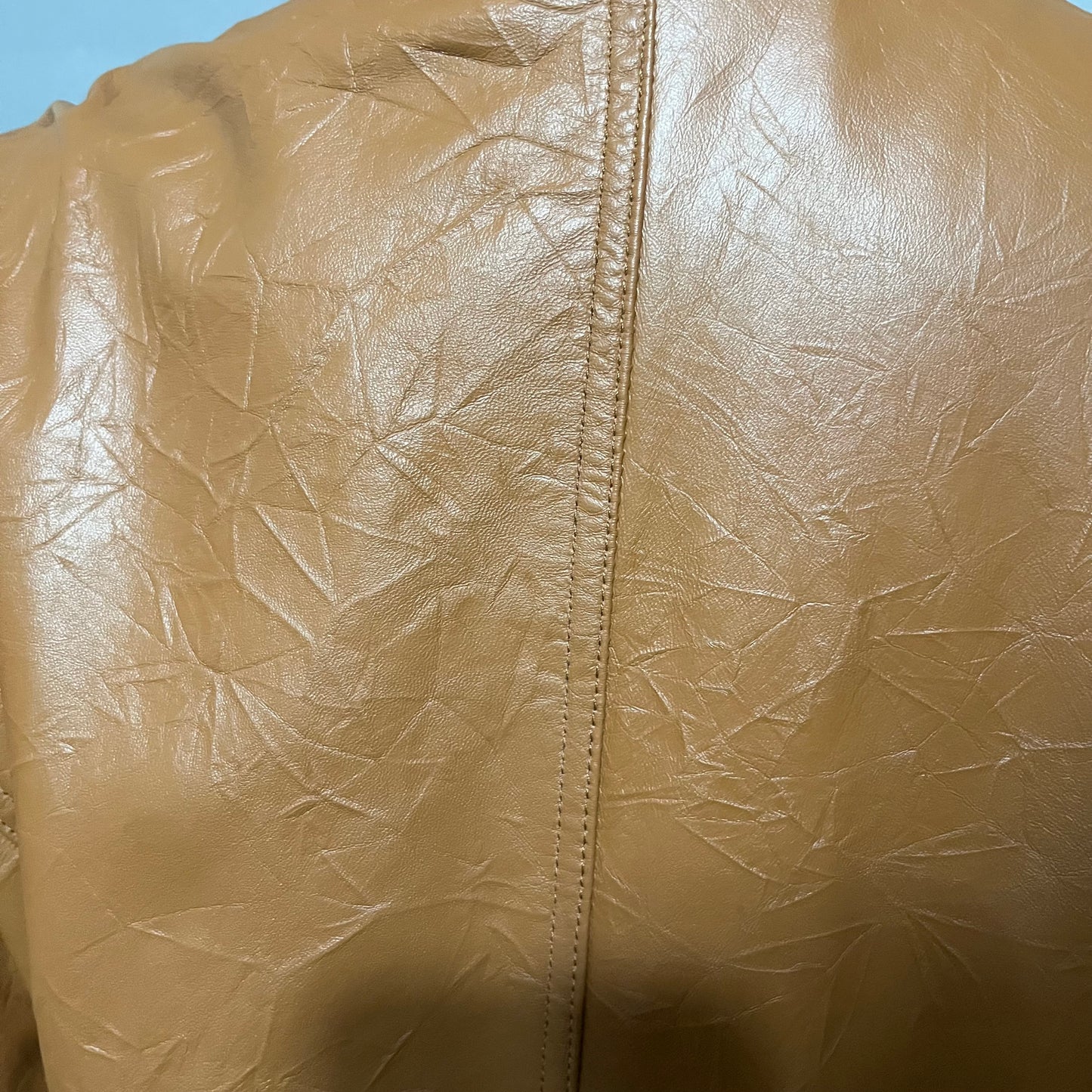 Chicos Camel 100% Leather Textured Jacket Sz-2 Large