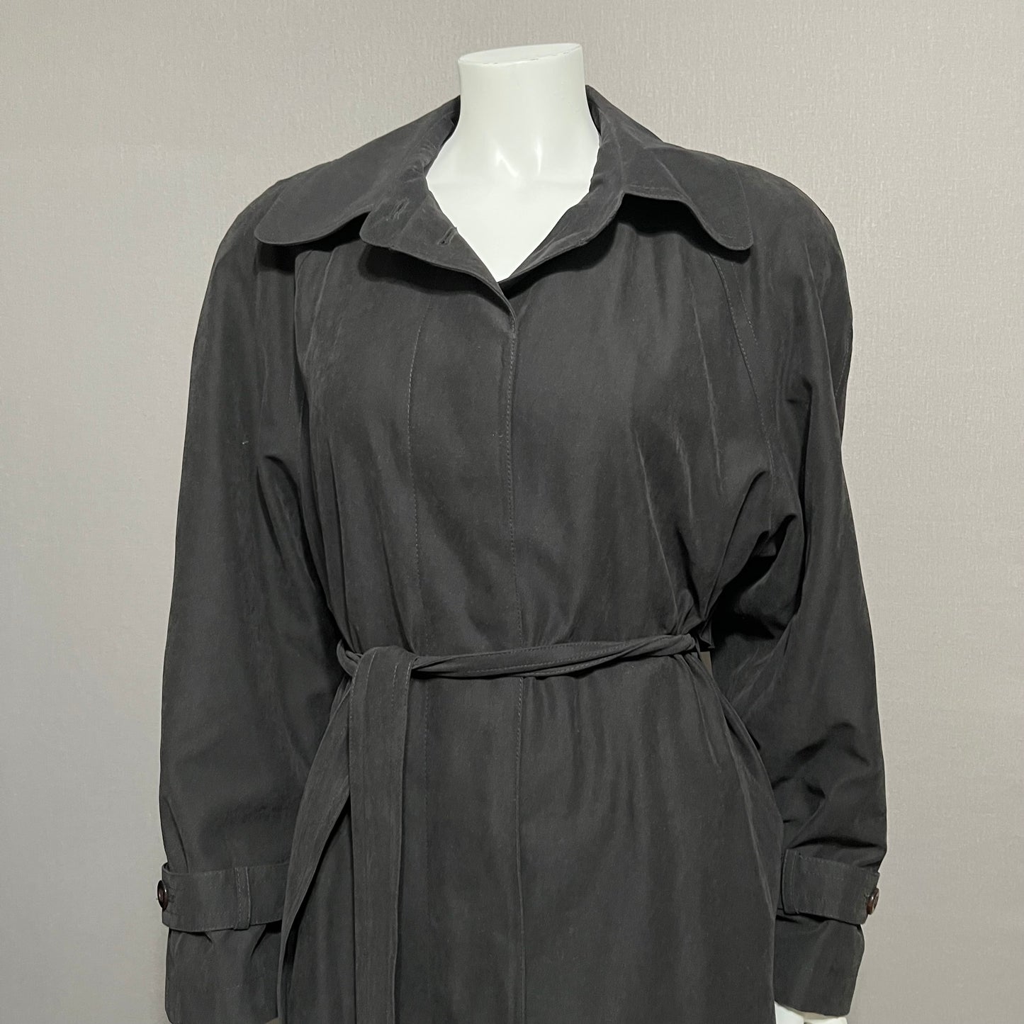 Vintage Utex Black Longline Trench Coat Sz-14