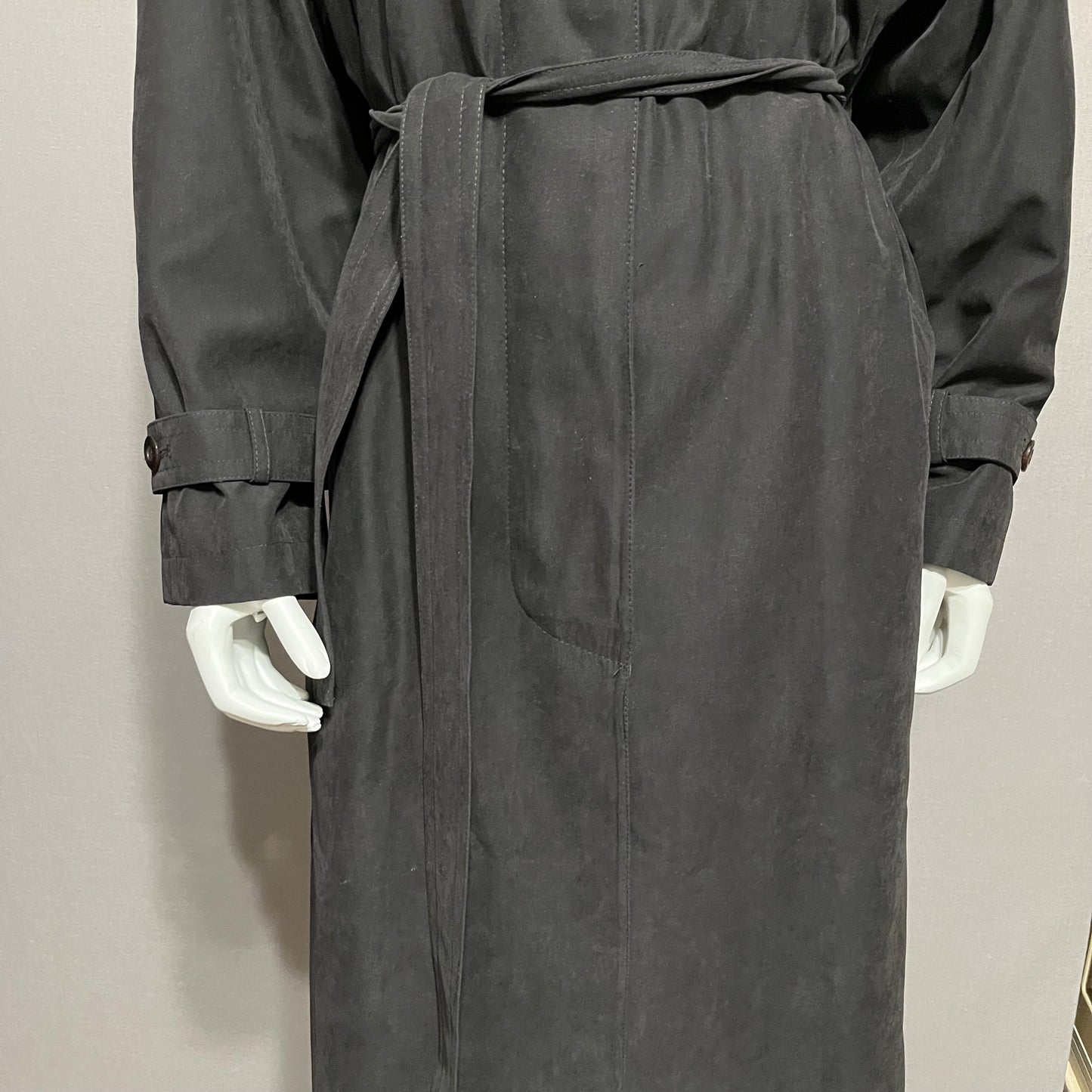 Vintage Utex Black Longline Trench Coat Sz-14