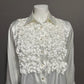 Rafaella White Artsy Ruffle Front Blouse Sz-Small | Medium