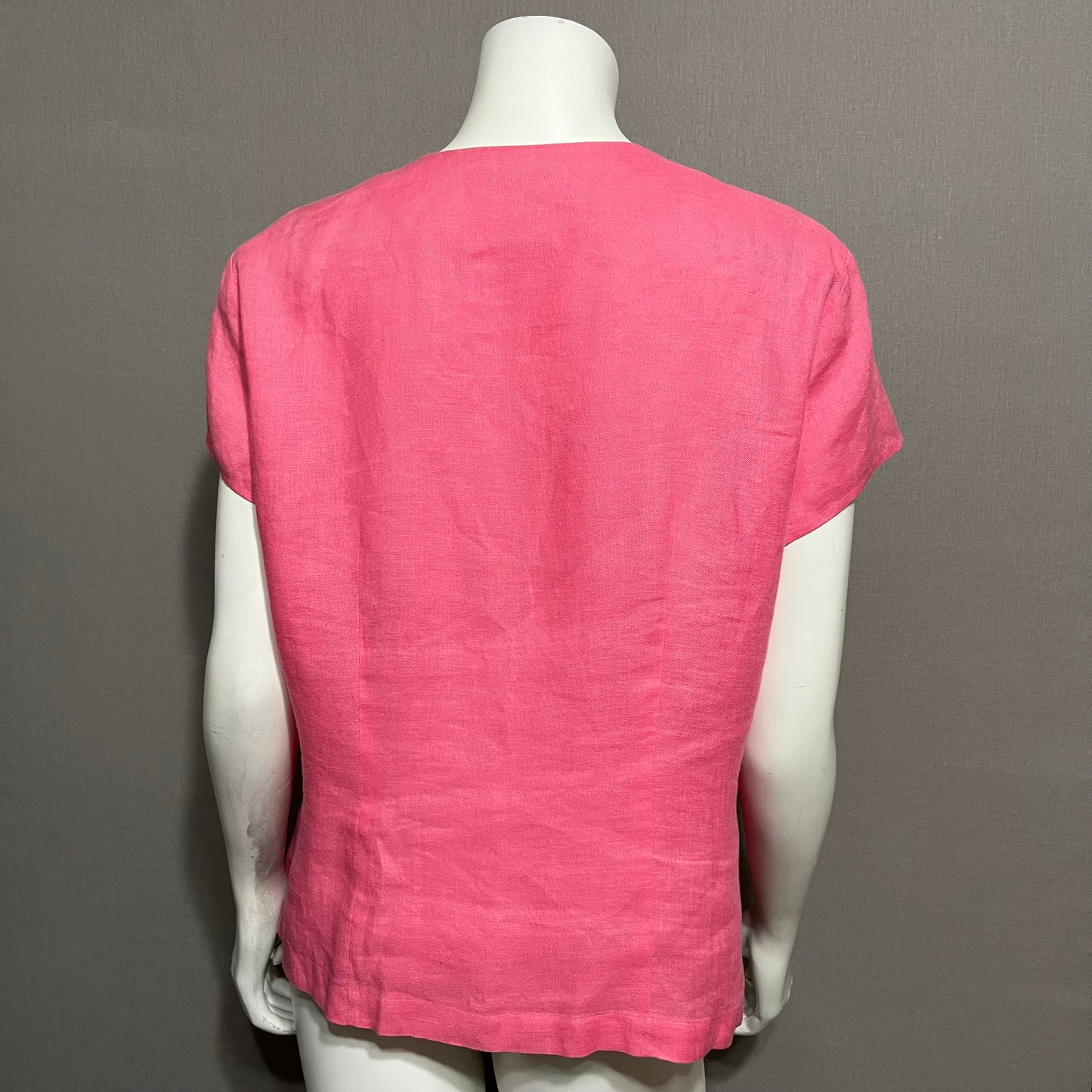 Talbots Pink 100% Linen Button Front Top Sz-14