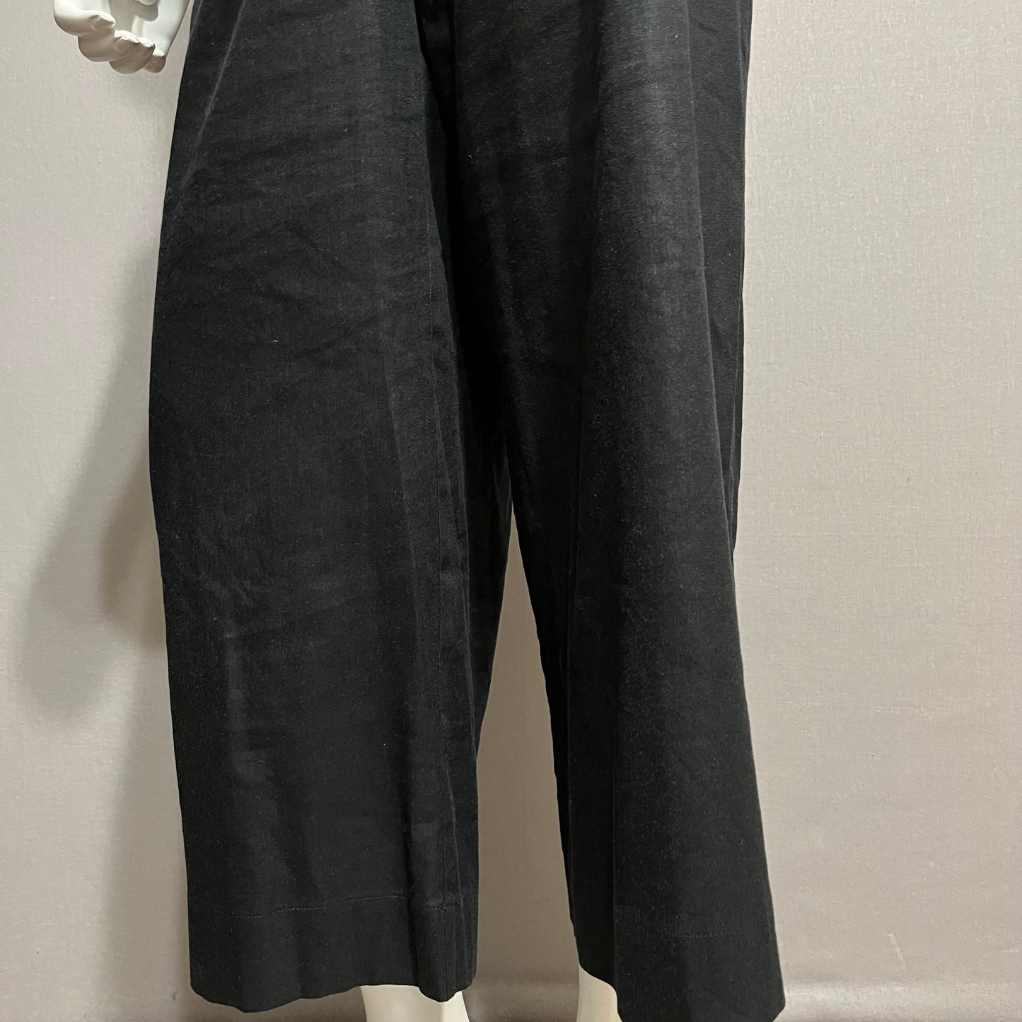 J Jill Black Tie Waist Linen Blend Black Cropped Pants Sz-Large