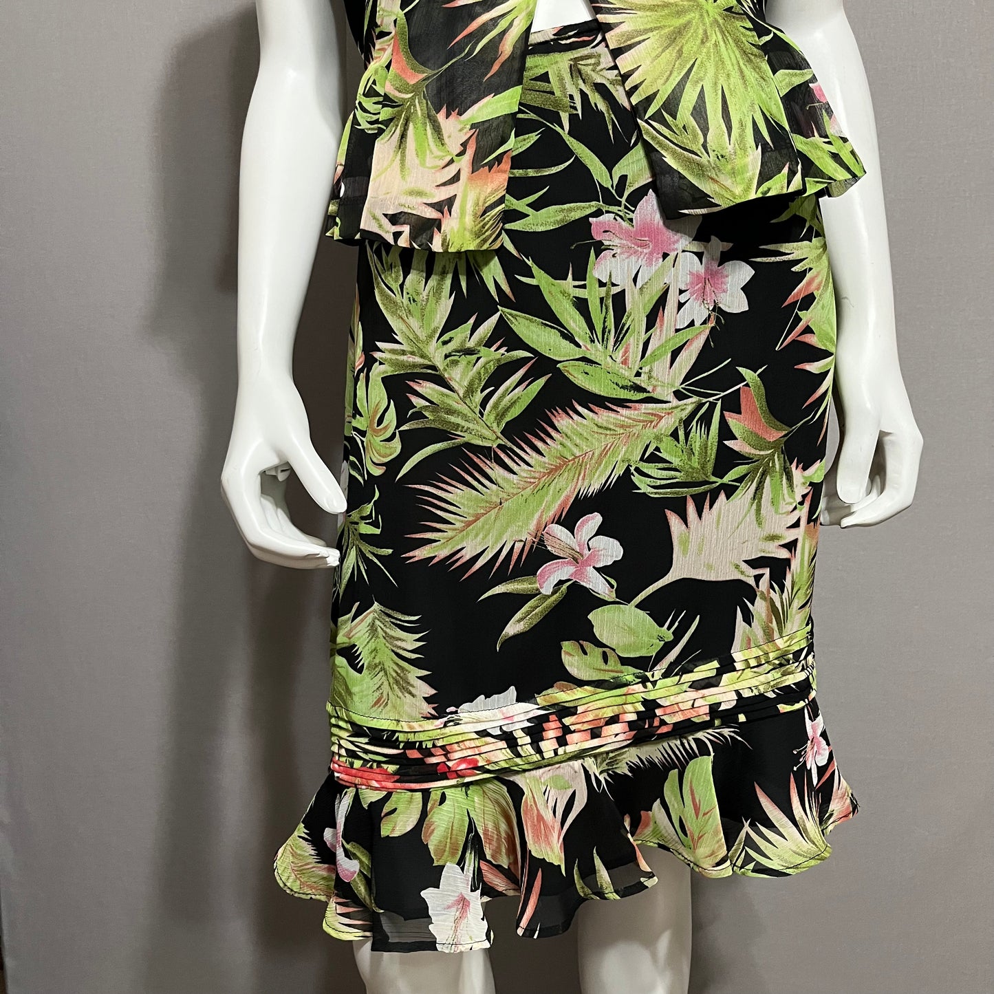 Vintage Danny & Nicole Palm Flower 2 Pc Skirt Set Sz-14P