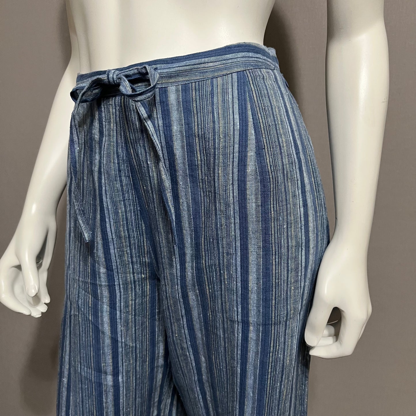 Units Blue 100% Linen Stripe Pants Sz-Large