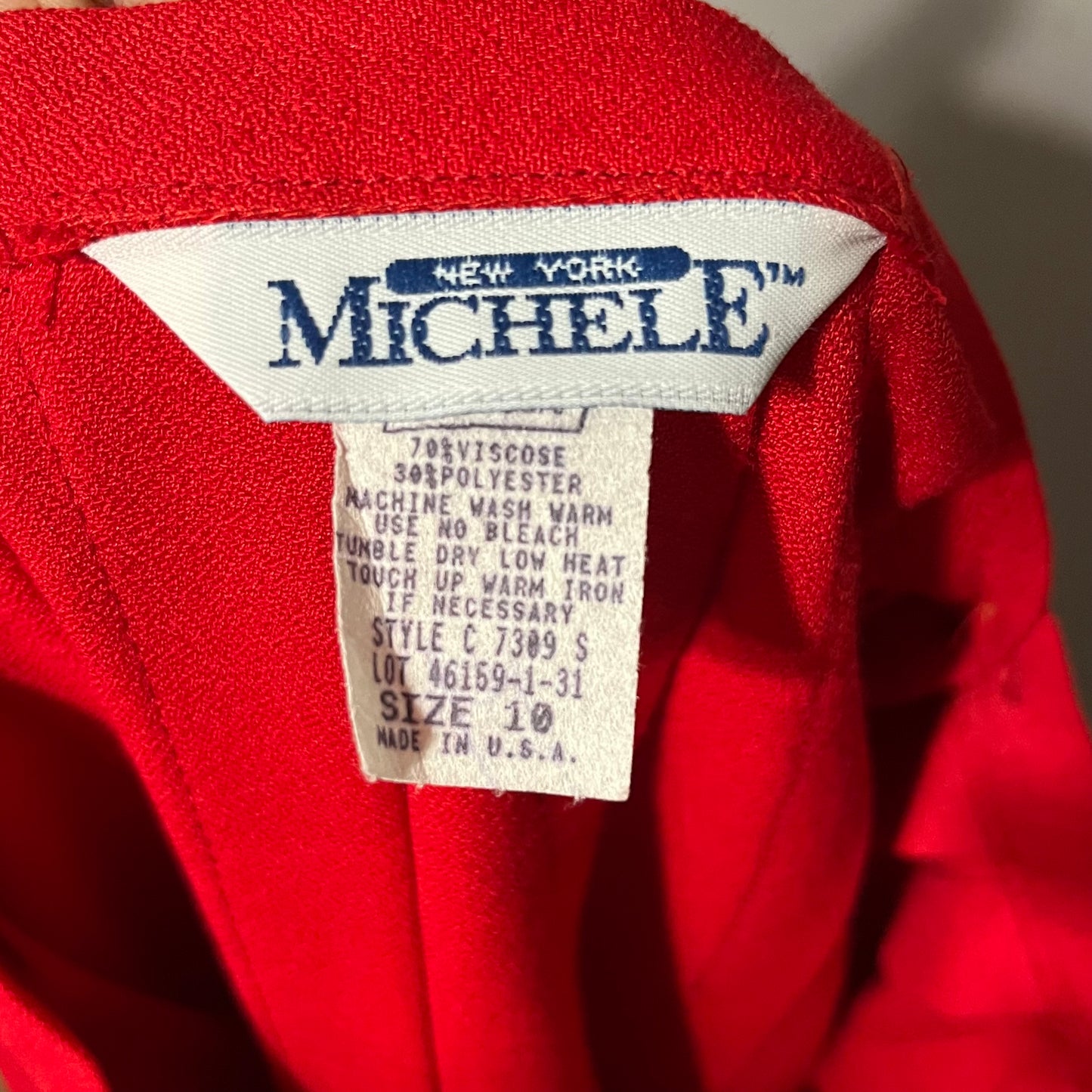 Vintage Michele Red Pleated Skirt Sz-10