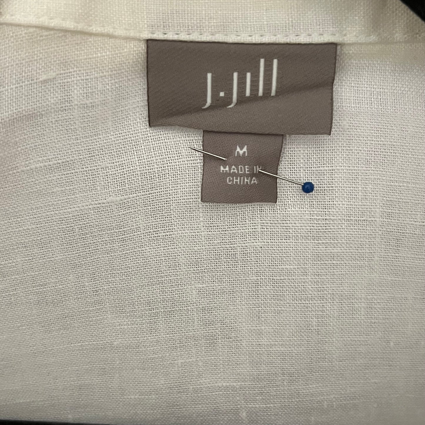 J. Jill White 100% Linen Button Front Top Sz-Medium