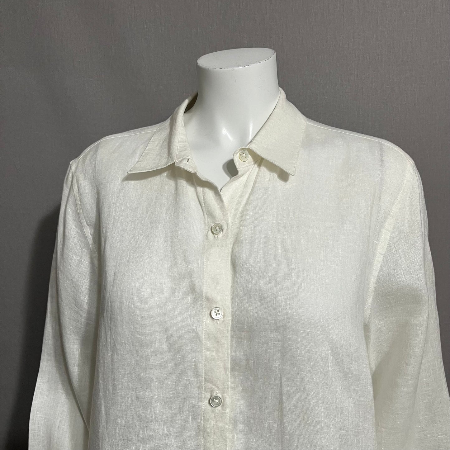 J. Jill White 100% Linen Button Front Top Sz-Medium