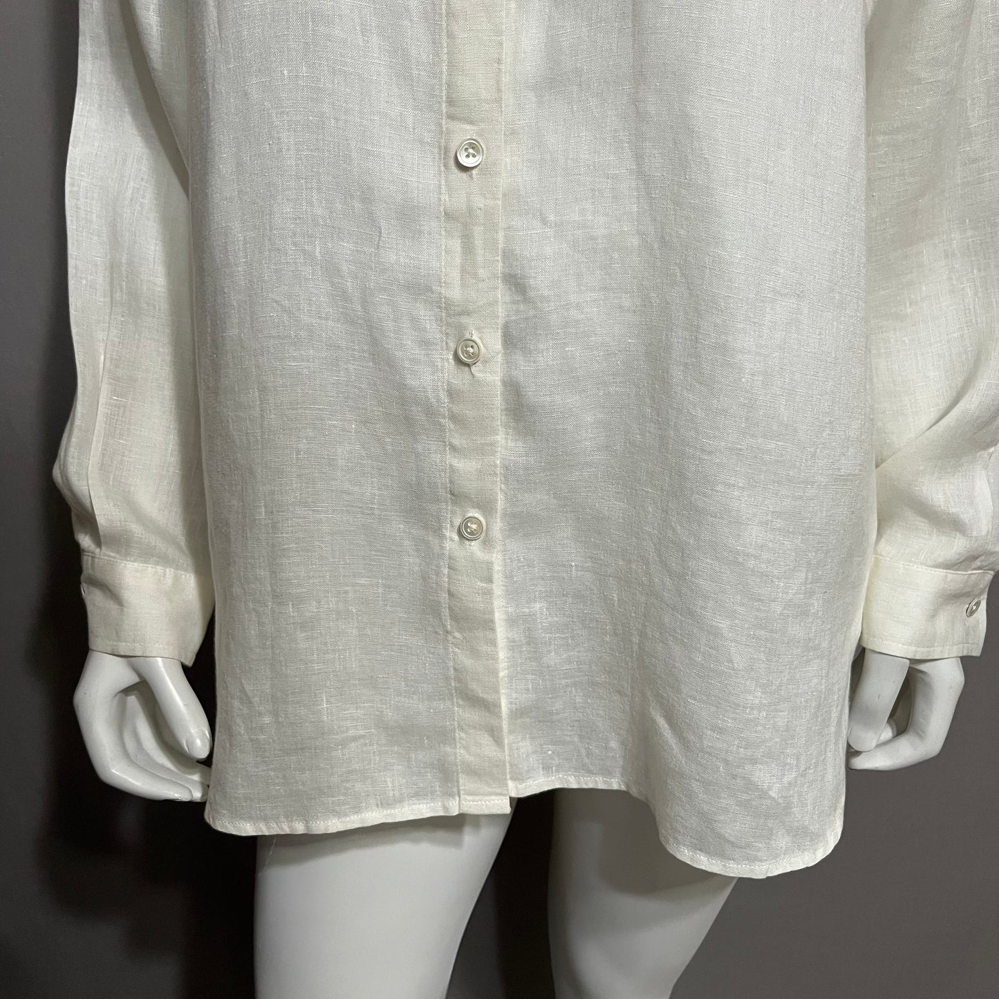 J. Jill White 100% Linen Button Front Top Sz-Medium