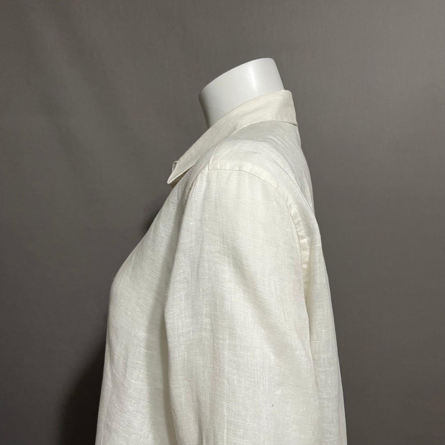 J. Jill White 100% Linen Button Front Top Sz-Medium