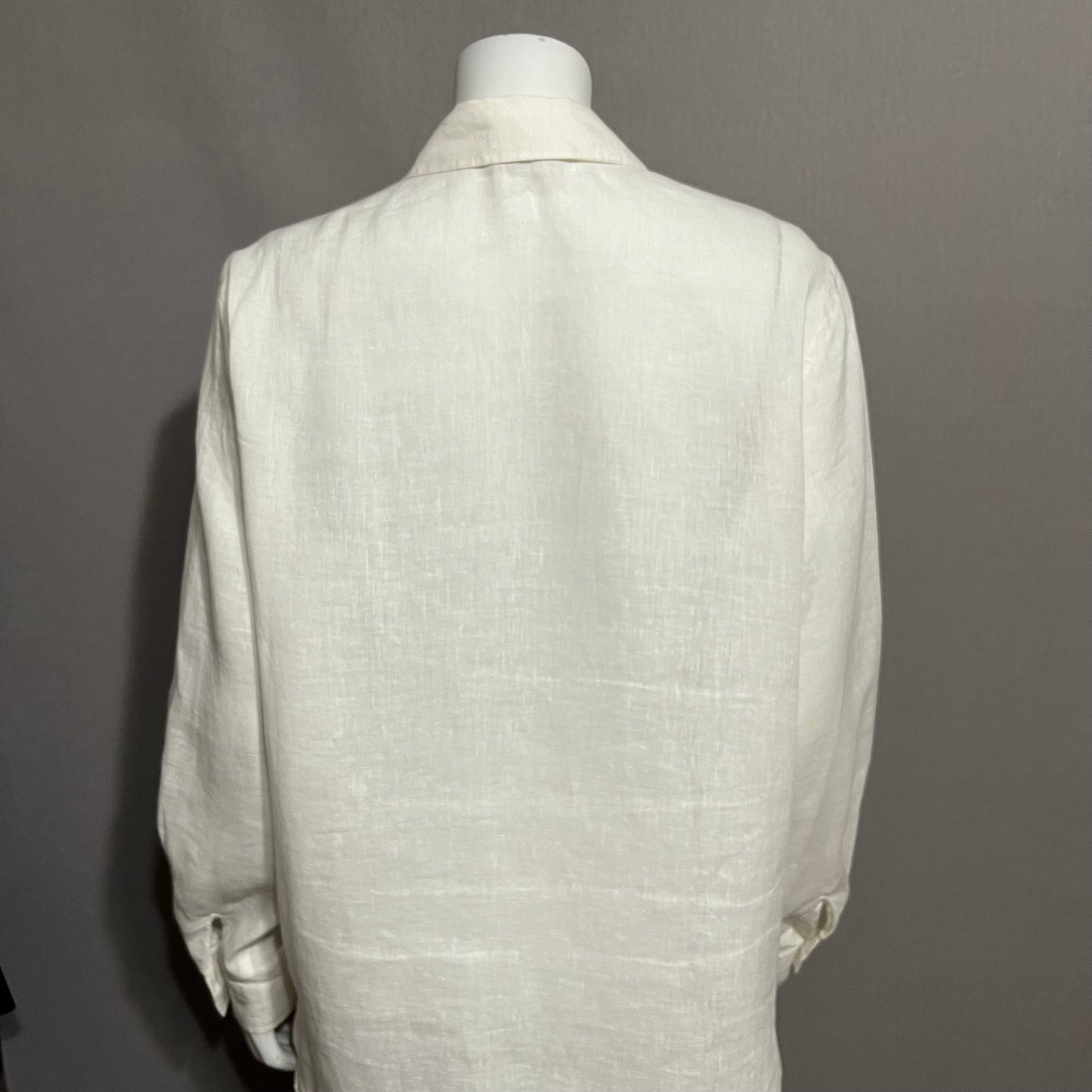 J. Jill White 100% Linen Button Front Top Sz-Medium