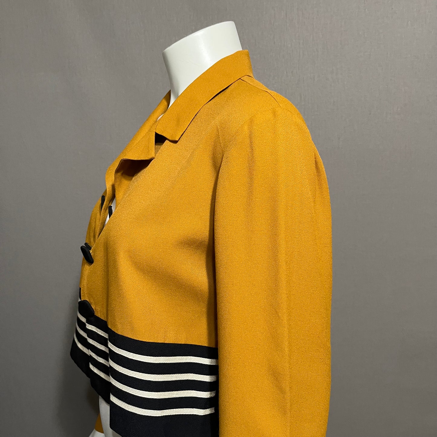 Vintage Gantos Mustard & Stripe Cropped Lightweight Blazer Sz-8