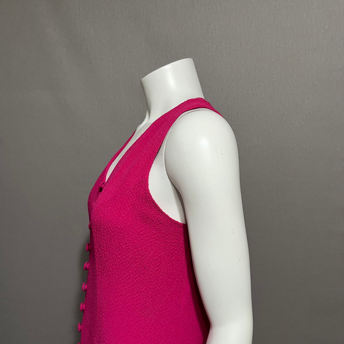 Vintage DJ & Co Fuchsia  Pink Textured Sleeveless Maxi Dress Sz-8