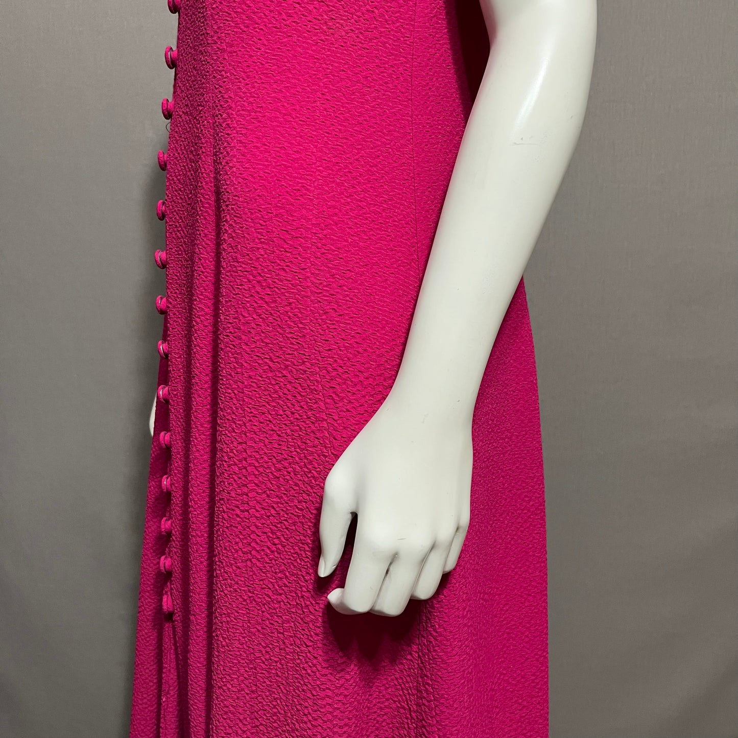 Vintage DJ & Co Fuchsia  Pink Textured Sleeveless Maxi Dress Sz-8