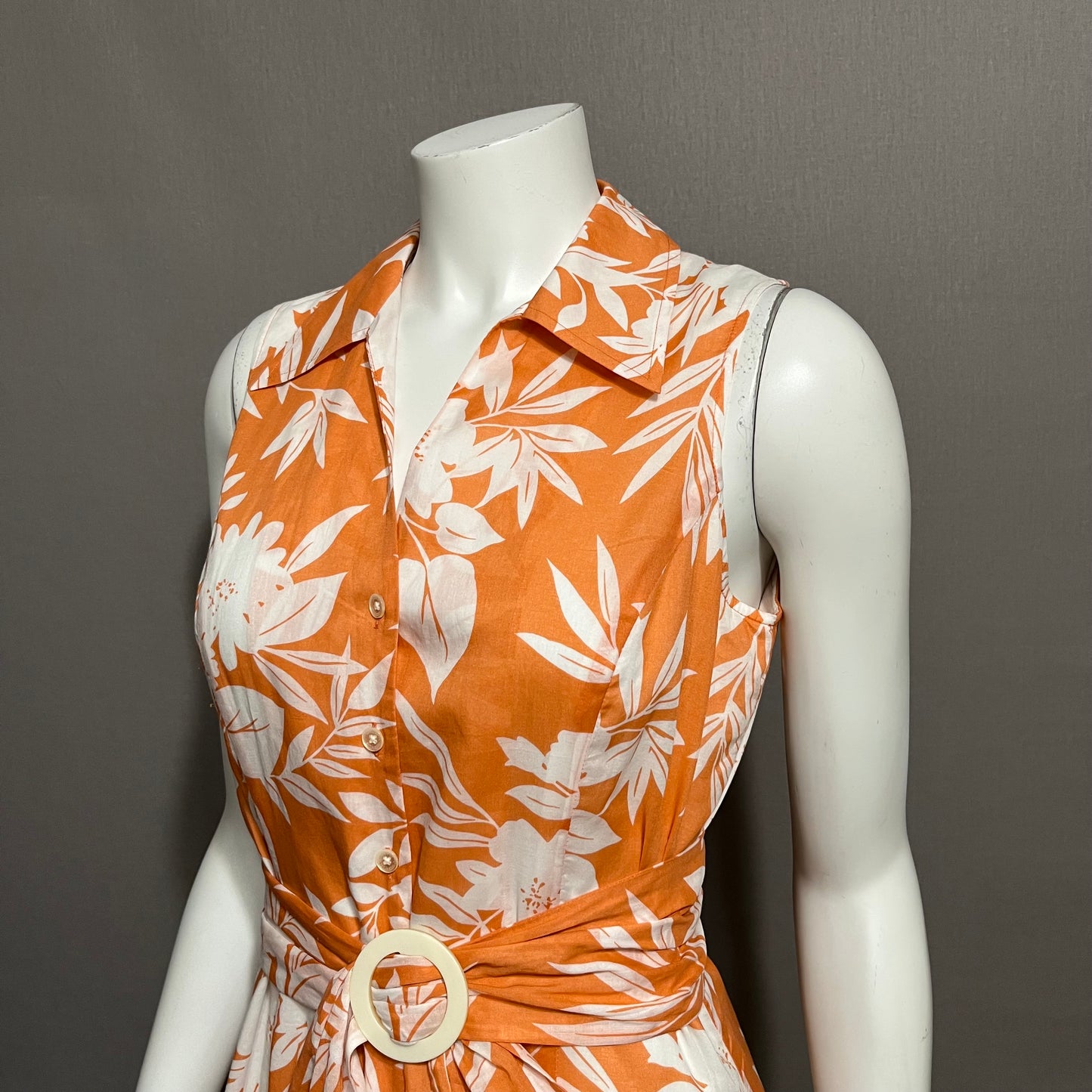 Jones New York Orange Floral Cotton Dress Sz-6