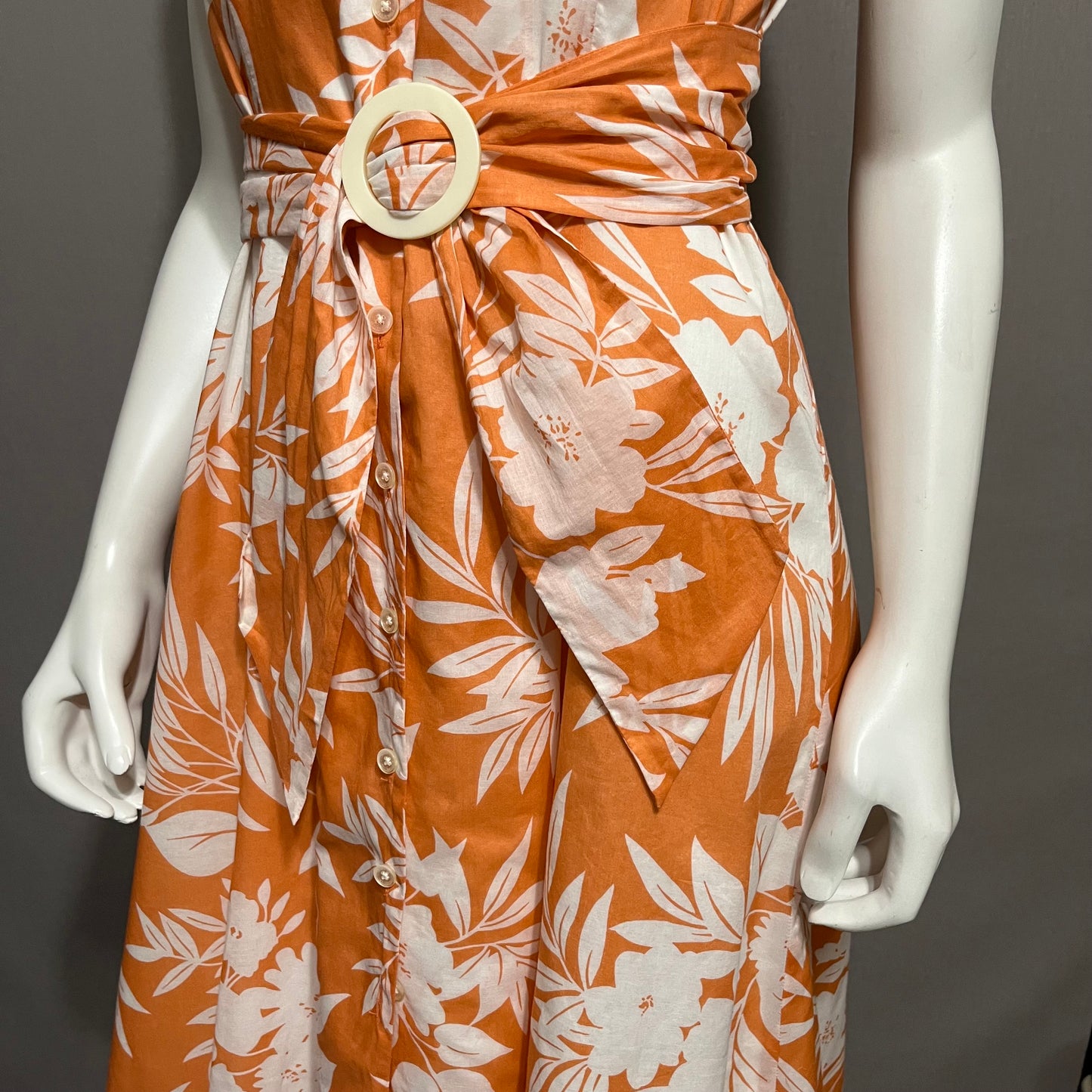 Jones New York Orange Floral Cotton Dress Sz-6