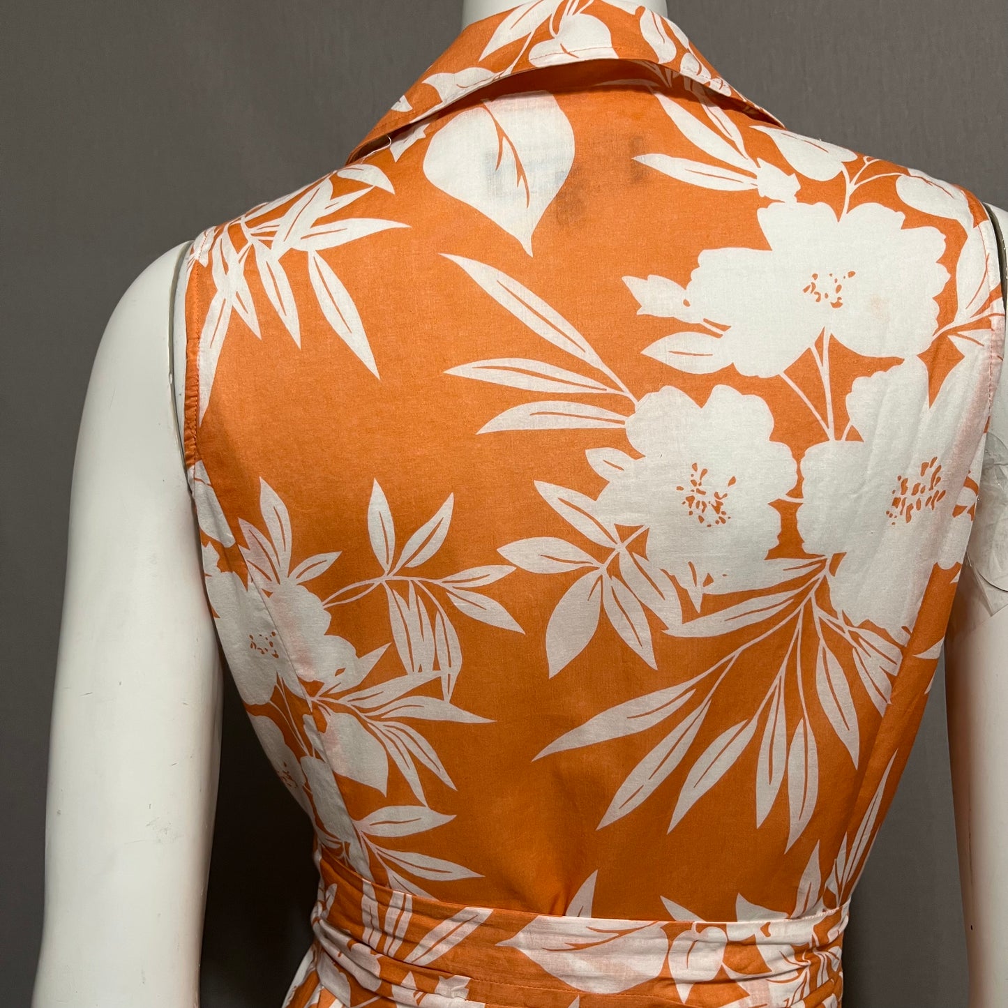 Jones New York Orange Floral Cotton Dress Sz-6