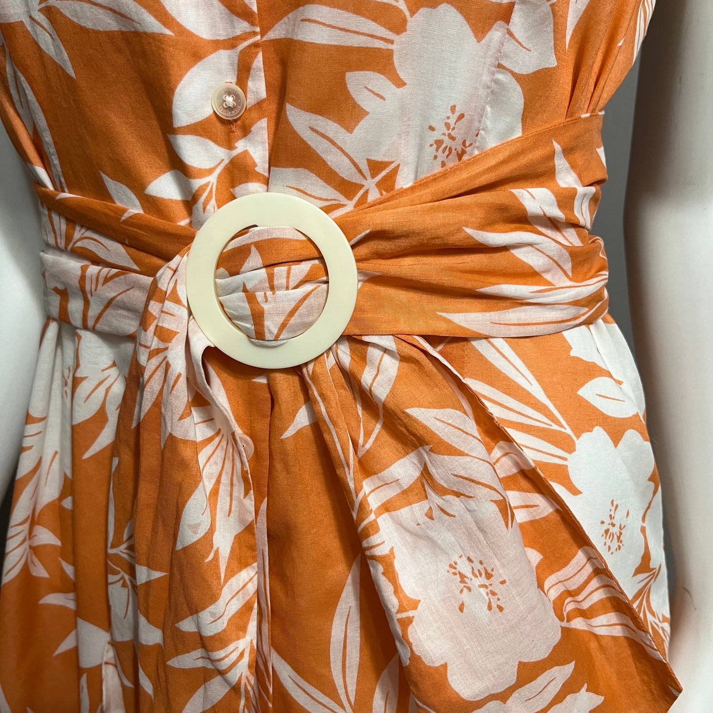 Jones New York Orange Floral Cotton Dress Sz-6