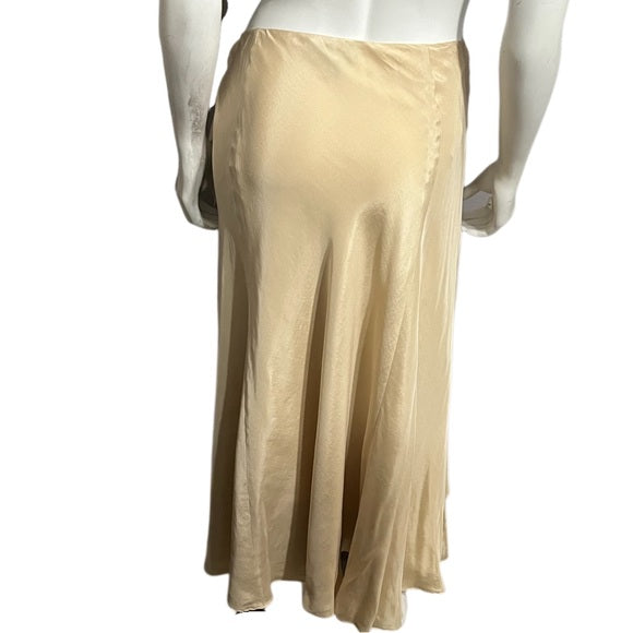 Lauren Ralph Lauren Champagne 100% Silk Midi Skirt Sz-8