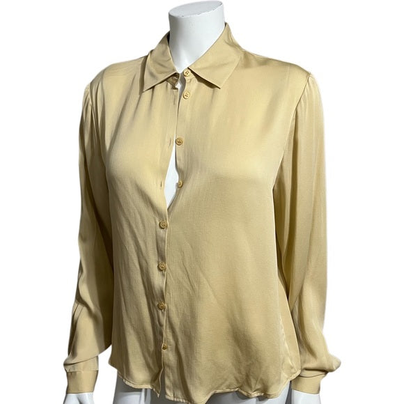 Jones New York Champagne 100% Silk Blouse Sz-16