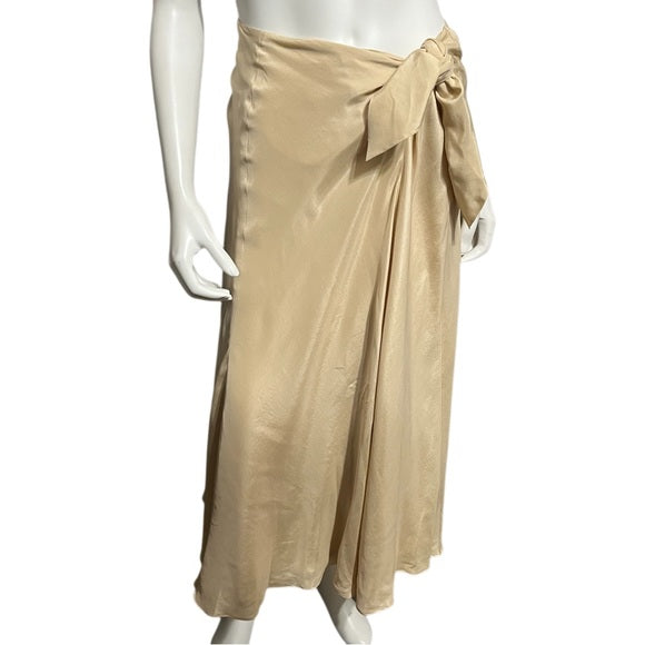 Lauren Ralph Lauren Champagne 100% Silk Midi Skirt Sz-8