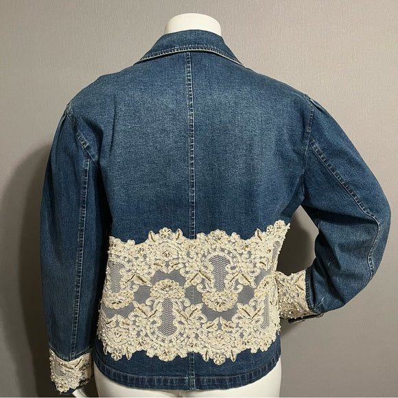 Vintage Berer Denim Cotton With Lace Overlay Sz-2XL