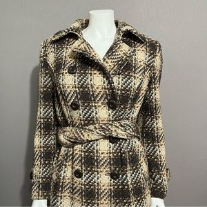 Dressbarn Brown Plaid Coat Sz-Medium