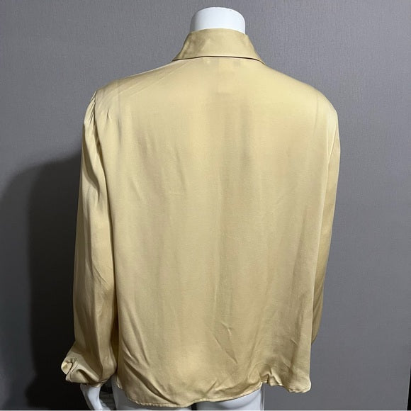 Jones New York Champagne 100% Silk Blouse Sz-16