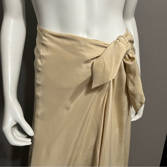 Lauren Ralph Lauren Champagne 100% Silk Midi Skirt Sz-8