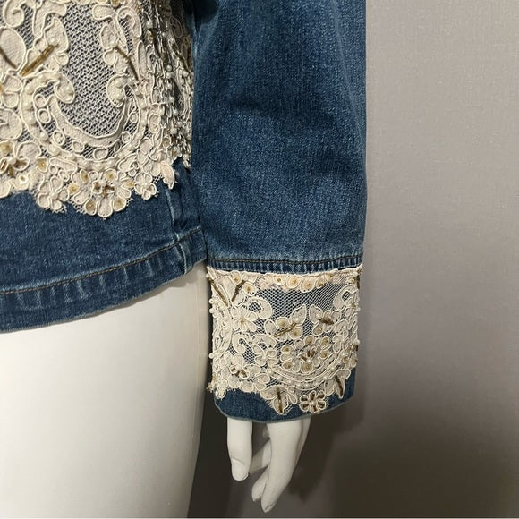 Vintage Berer Denim Cotton With Lace Overlay Sz-2XL